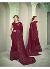 Maroon Colour Norita Felicity Sequins Embroidery Work Party Wear Lycra Saree 11617